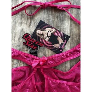 Exposed Queen Size Hot Pink Babydoll Bra Open Cup Lingerie Sheer NEW